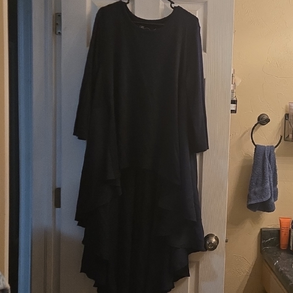 Elegant Dark Blue High Low Shirt